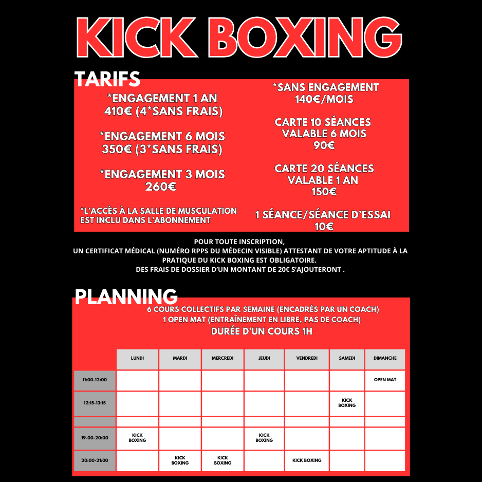 tarif kick boxing montpellier