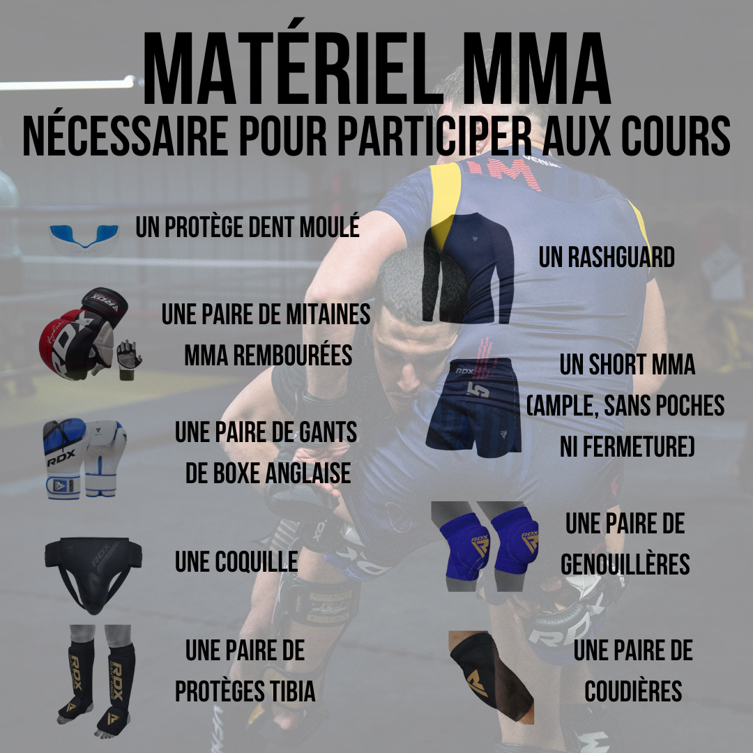 MATÉRIEL NÉCESSAIRE POUR PARTICIPER AUX COURS MMA