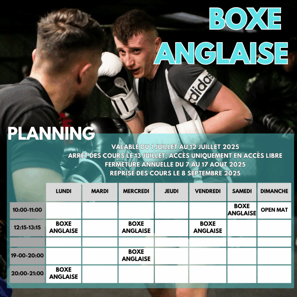 planning été boxe anglaise