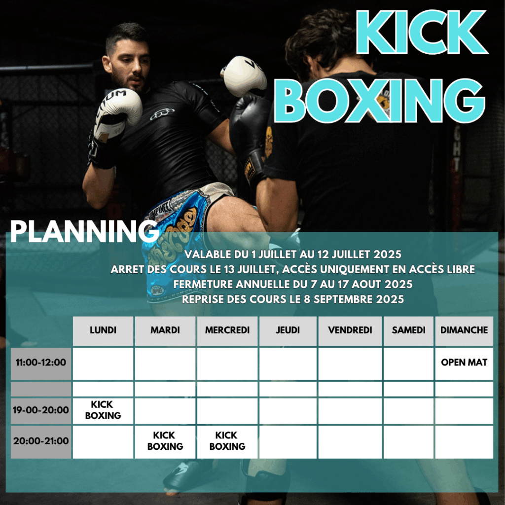 planning été kick boxing
