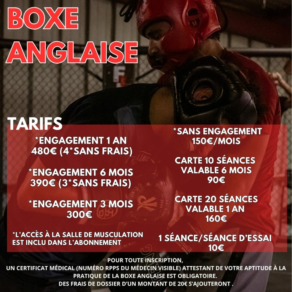 tarifs boxe anglaise montpellier