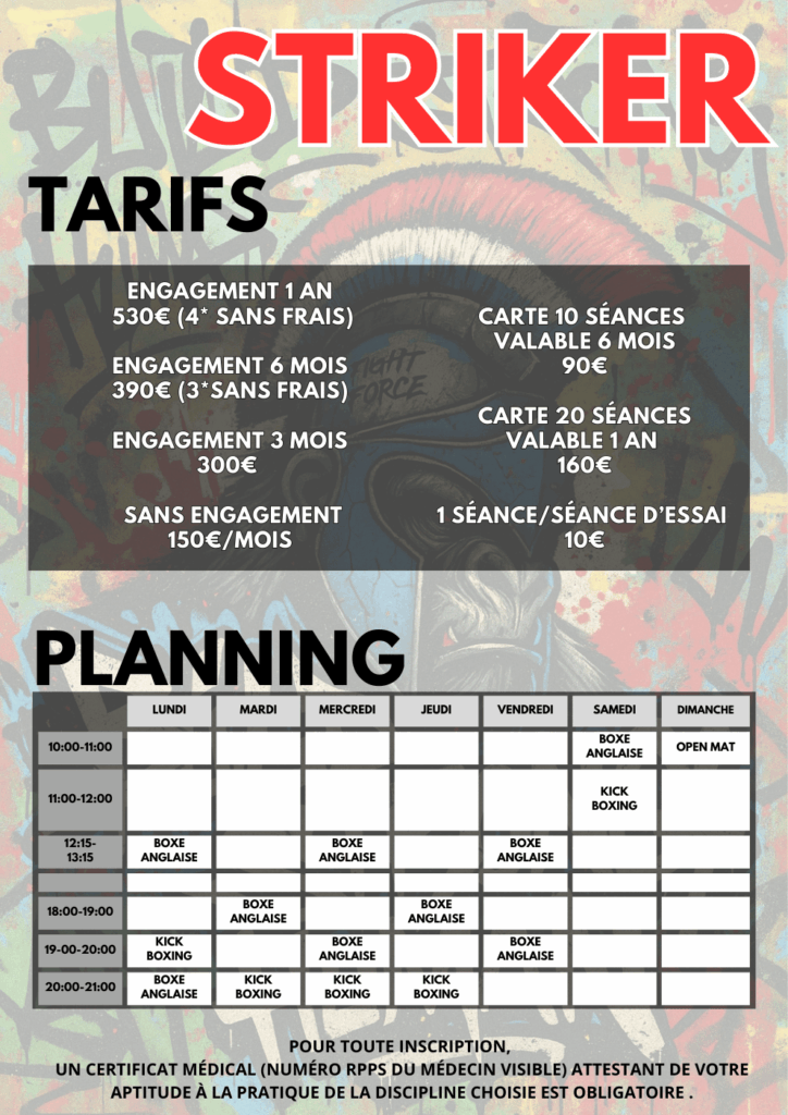 tarifs striking montpellier