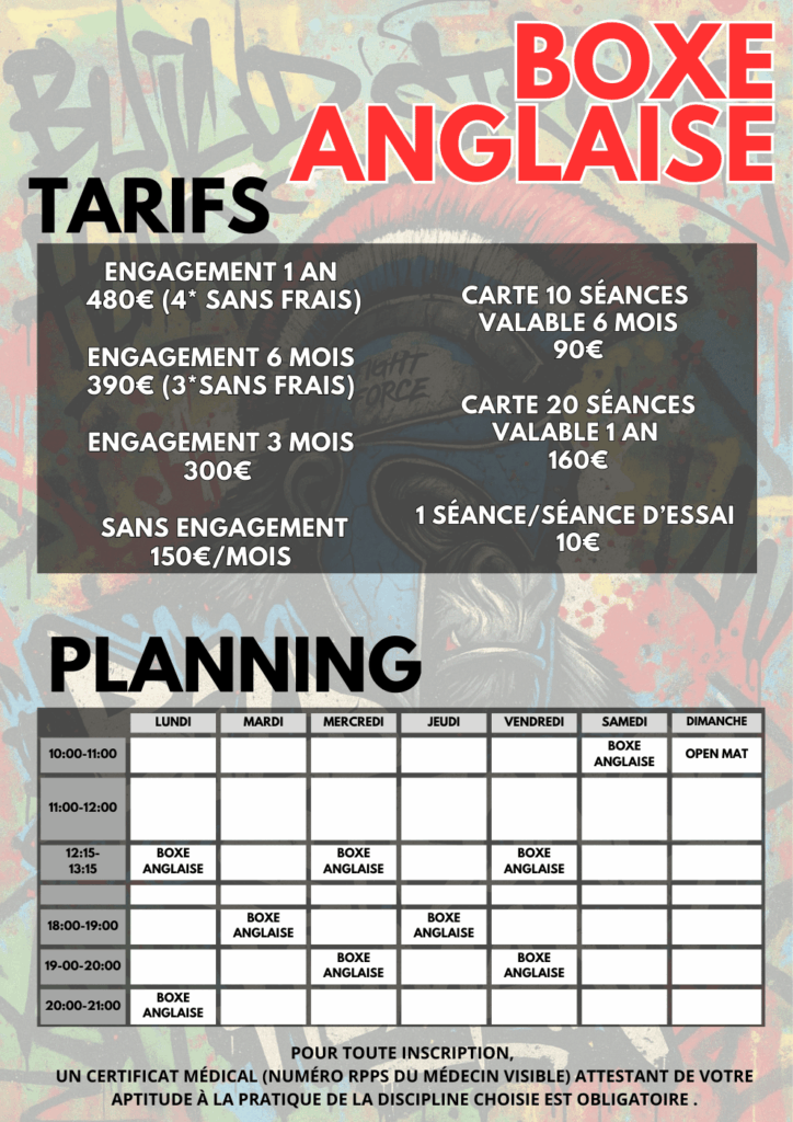 tarifs boxe anglaise montpellier